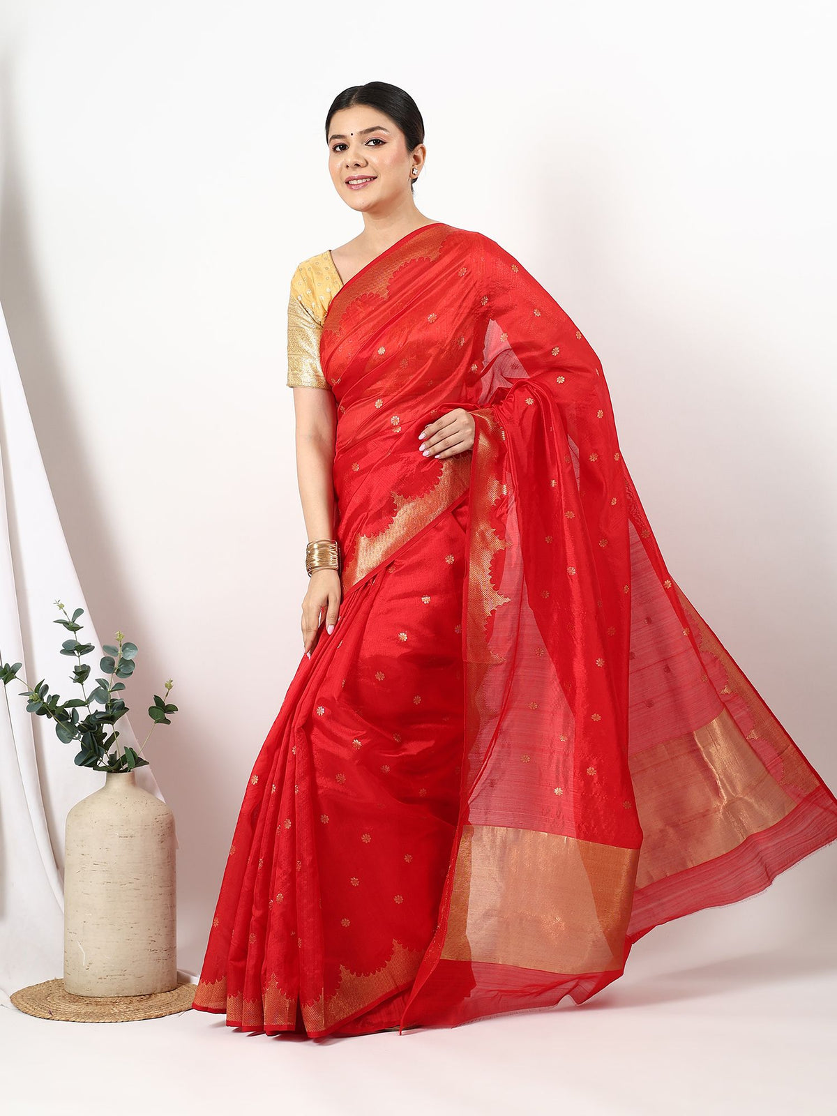 Mandir Kinara - Chanderi Silk Saree