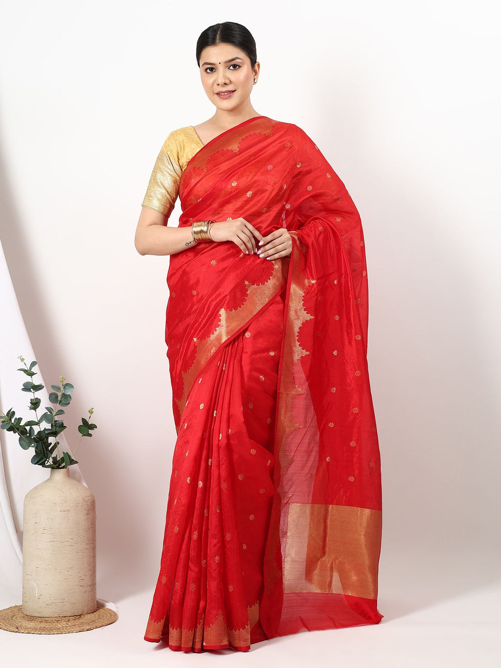 Mandir Kinara - Chanderi Silk Saree