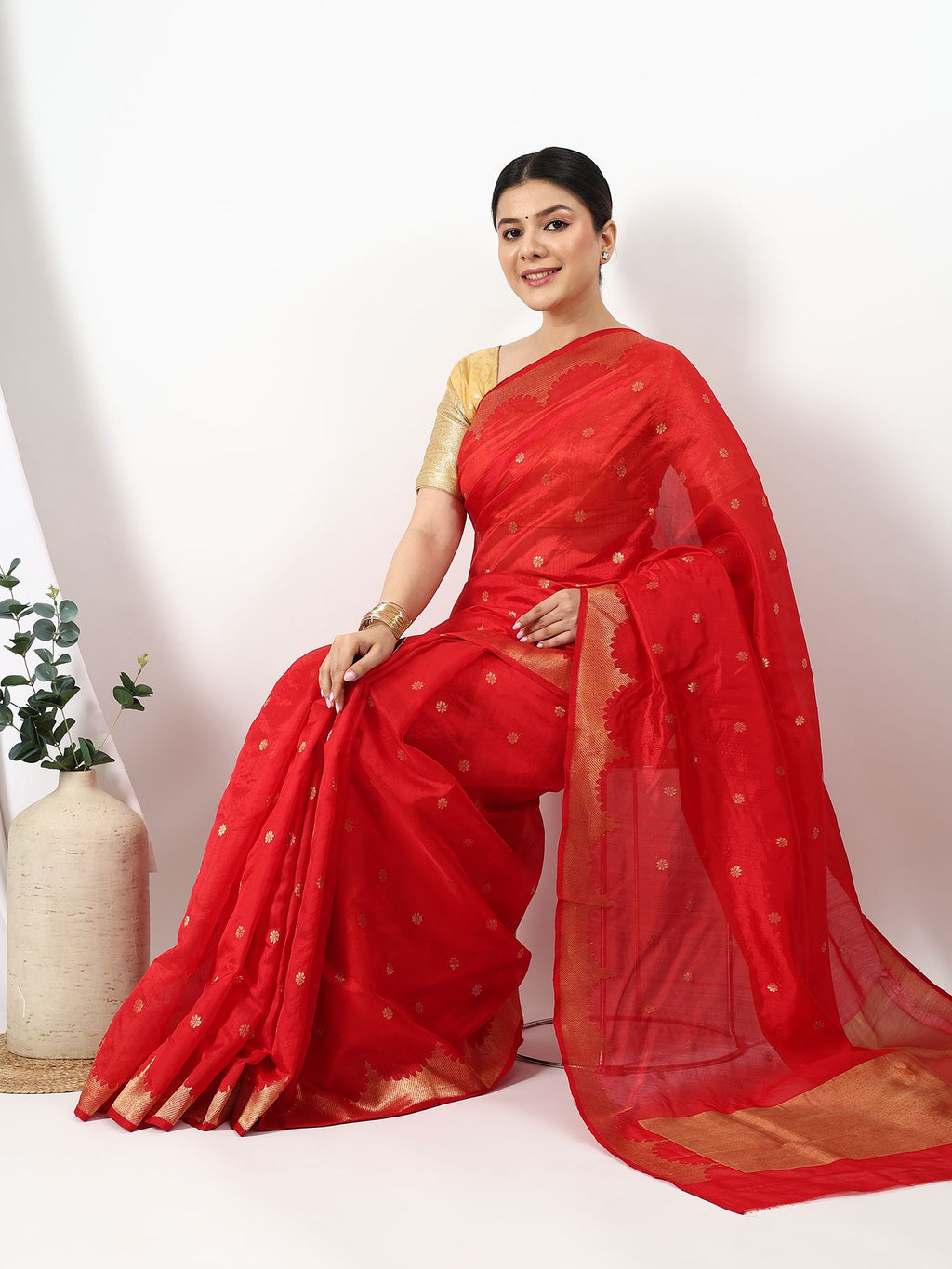 Mandir Kinara - Chanderi Silk Saree