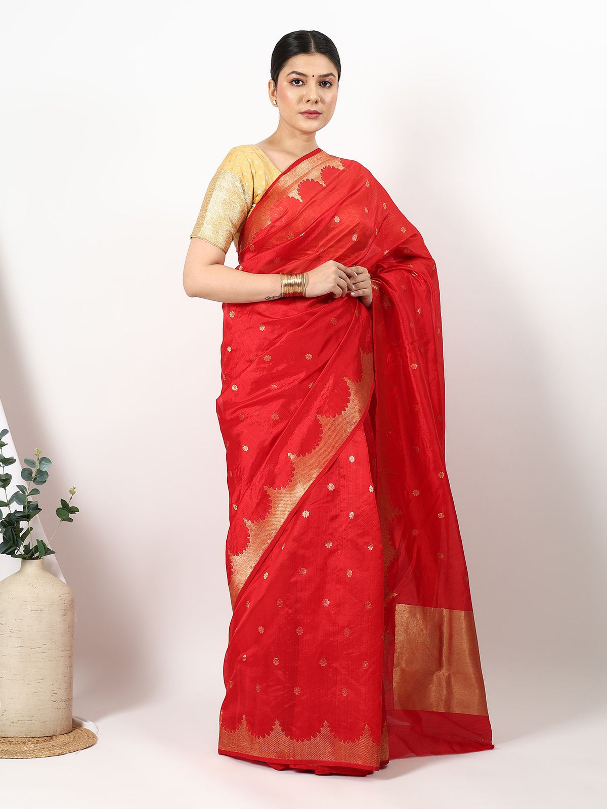 Mandir Kinara - Chanderi Silk Saree
